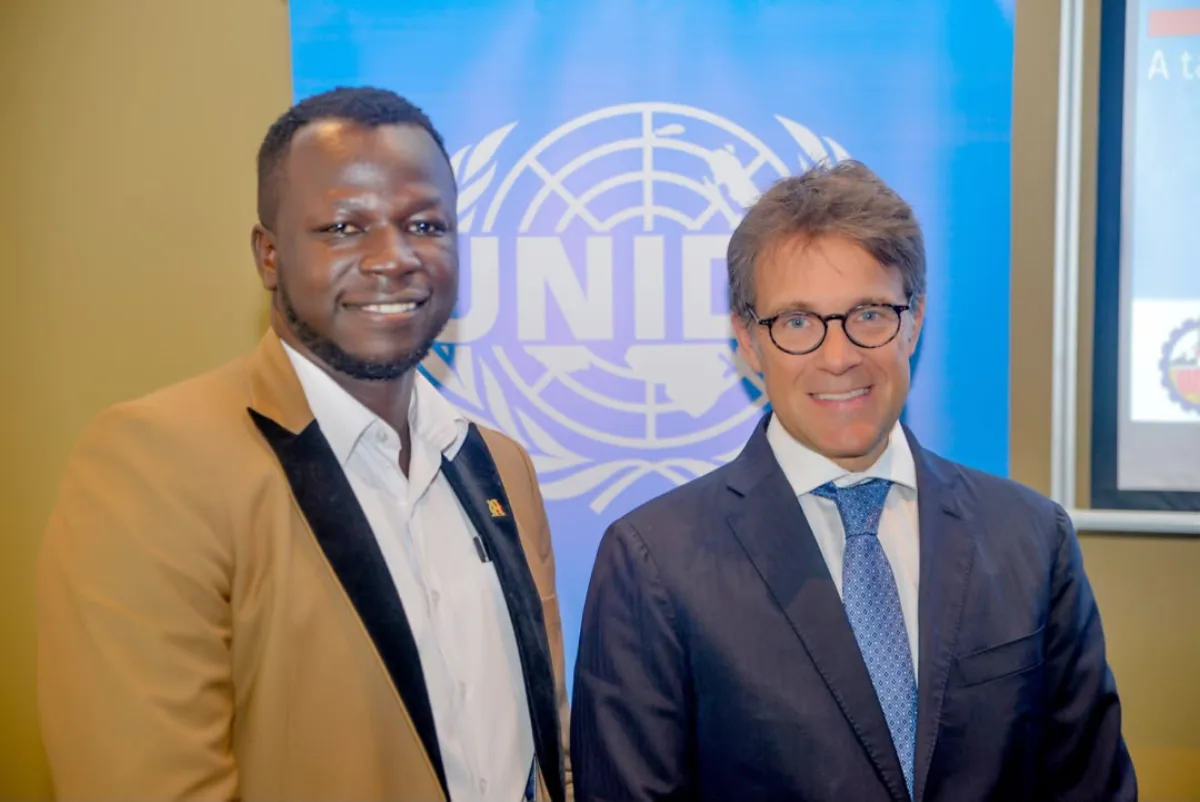 Sule Manufacturers representative with an Italian delegate at the NIDO ITPO Italy mission event in Kampala